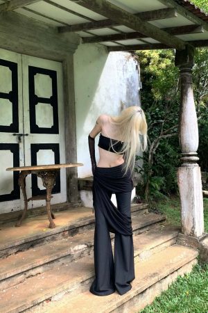 Rase le sol Draped Wide-Leg Flare Pants