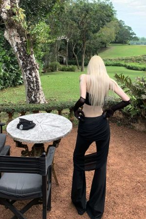 Rase le sol Draped Wide-Leg Flare Pants