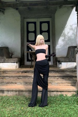 Rase le sol Draped Wide-Leg Flare Pants