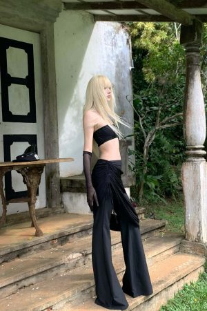 Rase le sol Draped Wide-Leg Flare Pants