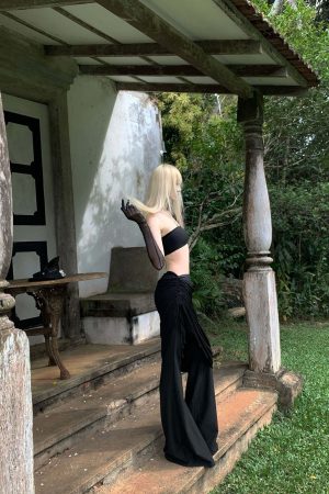 Rase le sol Draped Wide-Leg Flare Pants