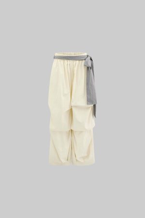 Rase le sol Draped Wide-Leg Pants with Sash