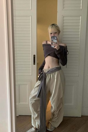 Rase le sol Draped Wide-Leg Pants with Sash