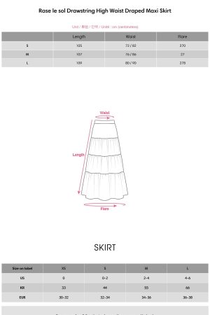 Rase le sol Drawstring High Waist Draped Maxi Skirt