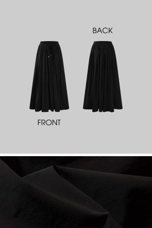 Rase le sol Drawstring High Waist Draped Maxi Skirt