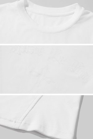 Rase le sol Embossed Cross Fitted Long Sleeve T-Shirt