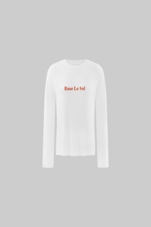Rase Le Sol Embroidered Lettering Long Sleeve T-Shirt
