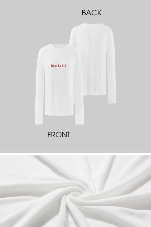 Rase Le Sol Embroidered Lettering Long Sleeve T-Shirt
