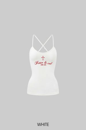 Rase le sol Embroidered Slogan Stretch Cami Top