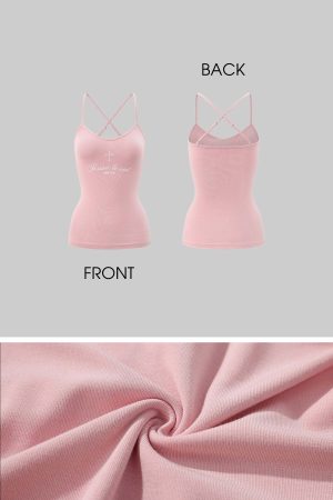 Rase le sol Embroidered Slogan Stretch Cami Top