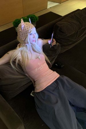 Rase le sol Embroidered Slogan Stretch Cami Top