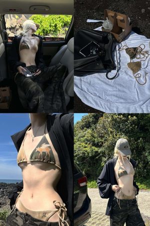 Rase le sol Fawn Mirage Printed Tie Bikini Set