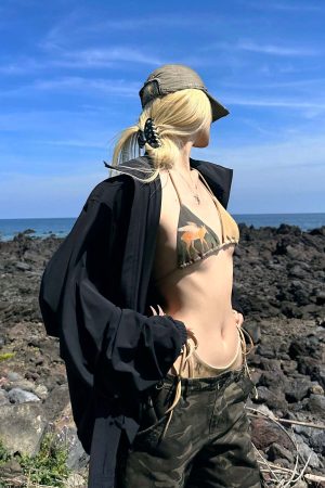 Rase le sol Fawn Mirage Printed Tie Bikini Set