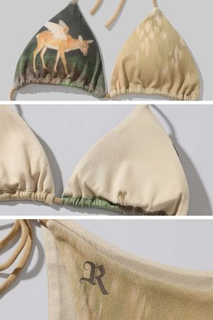 Rase le sol Fawn Mirage Printed Tie Bikini Set