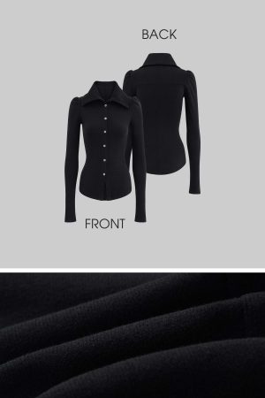 Rase le Sol Fitted Black Knit Cardigan