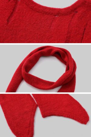 Rase le sol Fitted Knit Dress with Scarf