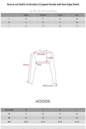 Rase le sol Gothic Embroidery Cropped Hoodie with Raw Edge Detail