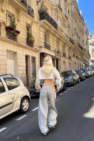 Rase le sol Gothic Embroidery Cropped Hoodie with Raw Edge Detail