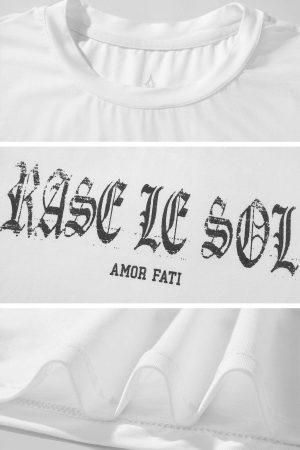 Rase le sol Gothic Print Cropped White Tee