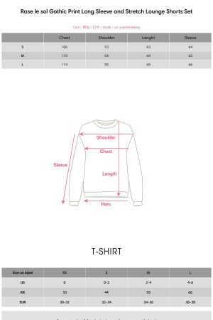 Rase le sol Gothic Print Long Sleeve and Stretch Lounge Shorts Set