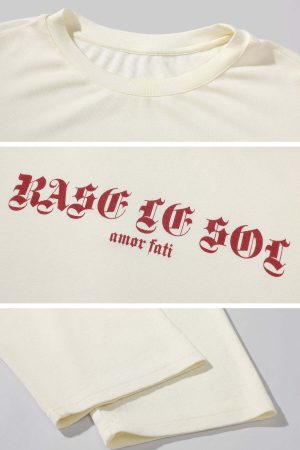 Rase le sol Gothic Print Long Sleeve and Stretch Lounge Shorts Set