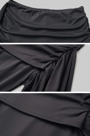 Rase le sol Gray Knot Detail High-Waisted Flared Pants