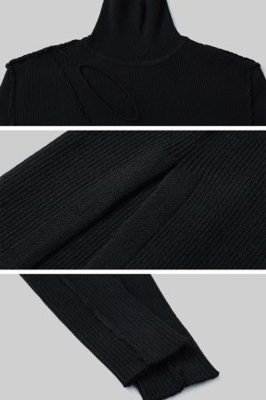 Rase le sol High Neck Cutout Bodycon Dress