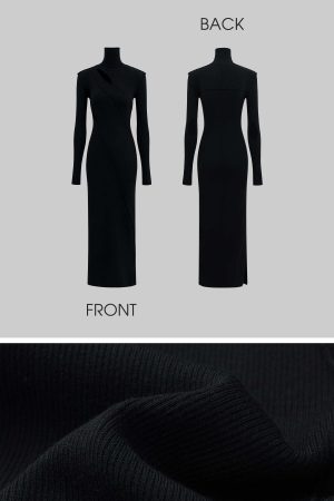 Rase le sol High Neck Cutout Bodycon Dress