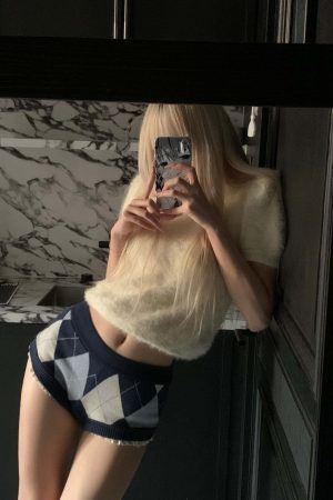 Rase le sol High Neck Knit Short Sleeve T-shirt