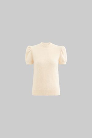 Rase le sol High Neck Knit Short Sleeve T-shirt