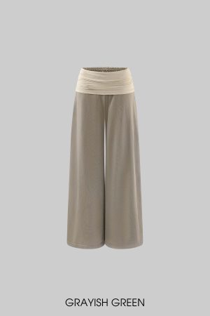 Rase le sol High Waist Contrast Panel Wide Leg Pants