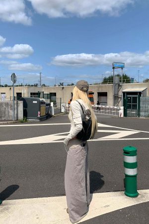 Rase le sol High Waist Contrast Panel Wide Leg Pants