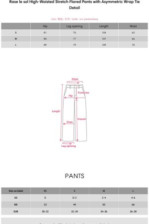 Rase le sol High-Waisted Stretch Flared Pants with Asymmetric Wrap Tie Detail