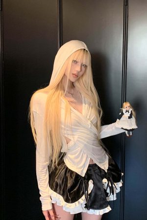 Rase le sol Hooded Draped Layered Top