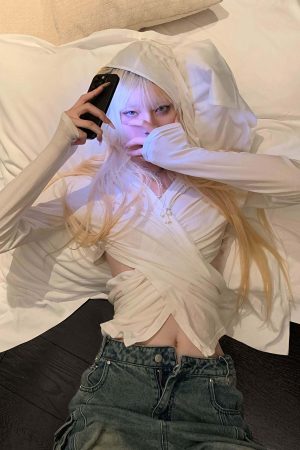 Rase le sol Hooded Draped Layered Top