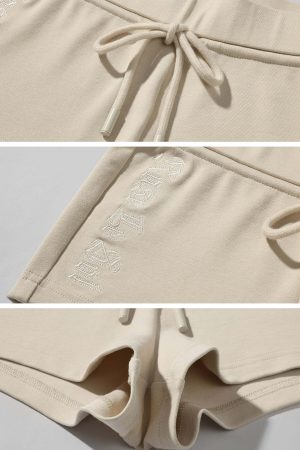 Rase le sol Khaki Hoodie Jacket and Shorts Set