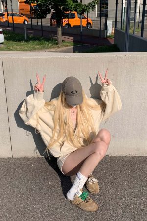 Rase le sol Khaki Hoodie Jacket and Shorts Set