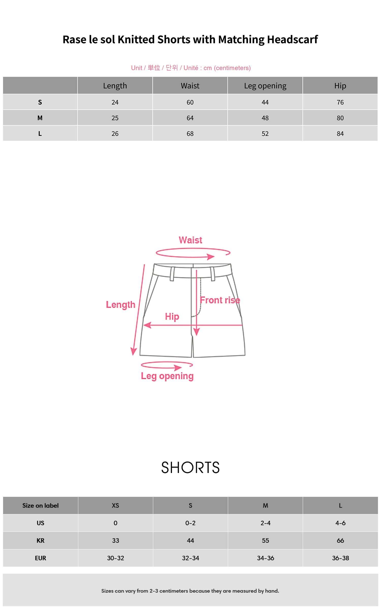 Rase le sol Knitted Shorts with Matching Headscarf Rase le sol Knitted Shorts with Matching Headscarf