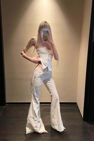 Rase le sol Knotted Detail Flared Casual Pants