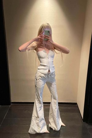 Rase le sol Knotted Detail Flared Casual Pants