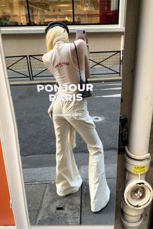 Rase le sol Knotted Detail Flared Casual Pants