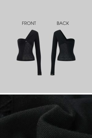 Rase le sol Lace and Mesh Panel Off-Shoulder Top