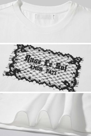 Rase le sol Lace-Inspired Graphic Oversized Tee