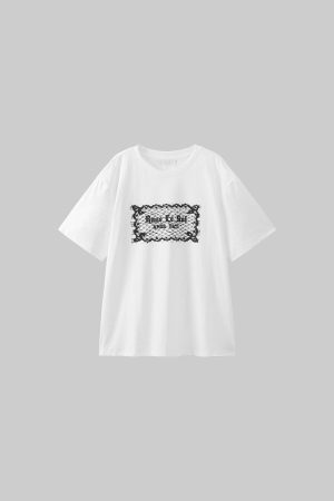 Rase le sol Lace-Inspired Graphic Oversized Tee
