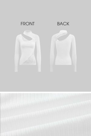 Rase le sol Lace & Mesh Paneled Fitted Top