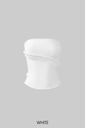 Rase le sol Lace Ruffle Trim Strapless Top