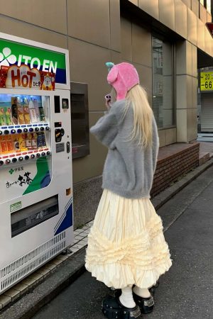 Rase le sol Lace-Tiered Puff Midi Skirt