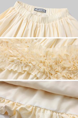 Rase le sol Lace-Tiered Puff Midi Skirt