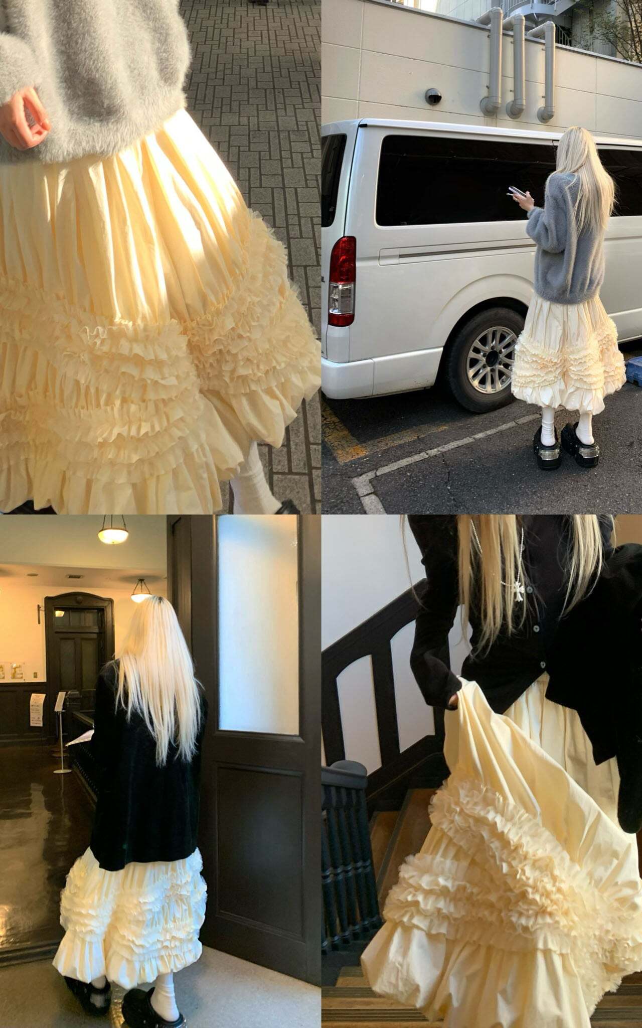 Rase le sol Lace-Tiered Puff Midi Skirt Rase le sol Lace-Tiered Puff Midi Skirt