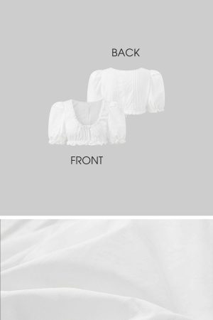 Rase le sol Lace-Trimmed Puff Sleeve Crop Top